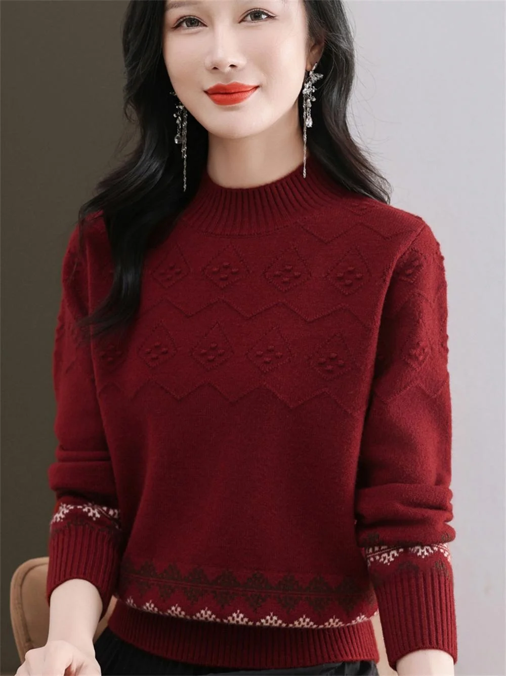 00% кашемировый свитер женская одежда новинка осенне-зимний для мам с полувысоким