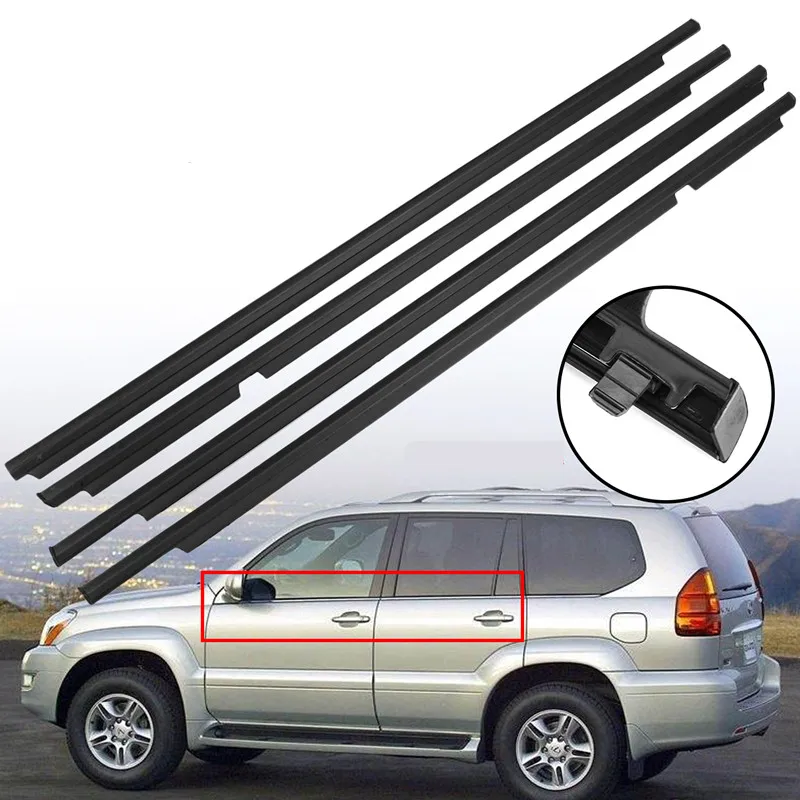 

4 Piece Weatherstrips Door Belts Seal for Toyota Land Cruiser Prado 2003-2009 Weather Strips for GX470 2003-2009 Inner or Out