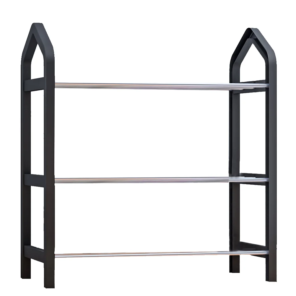 

3 Tier Shoe Rack Easy to Assemble Shoe Organizer for Entry Dormitory(Black)