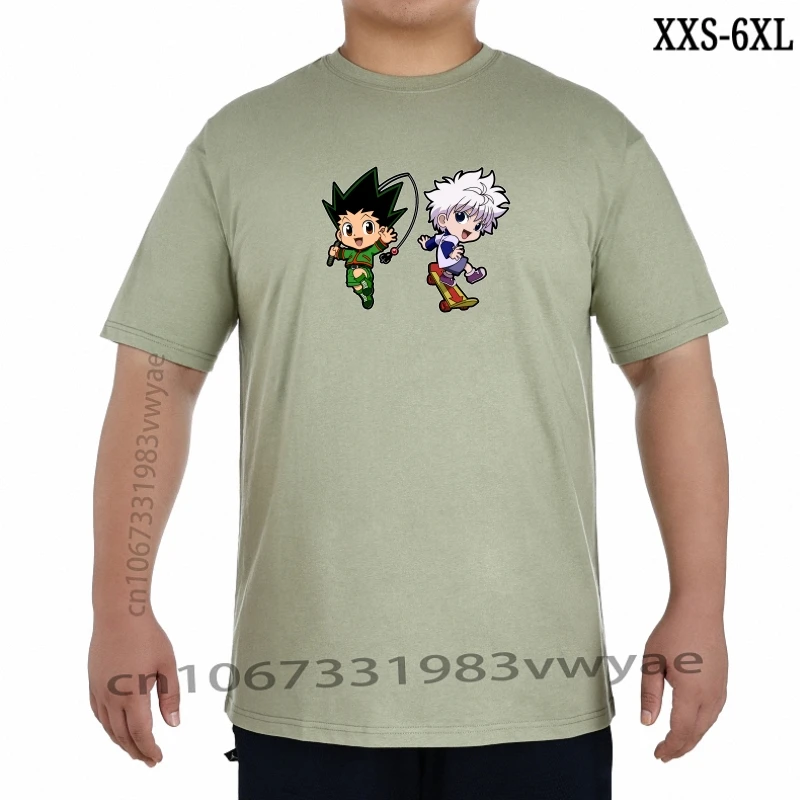 Мужская футболка Hunter X Gon Killua Chibi рок-н-ролл 100% хлопок футболки harajuku XXS-6XL - купить по