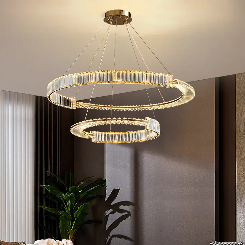 

Nordic Round LED Living Room Crystal Chandelier Bedroom Crystal Pendant Light Villa Chandelier Hotel Indoor Lighting lamp