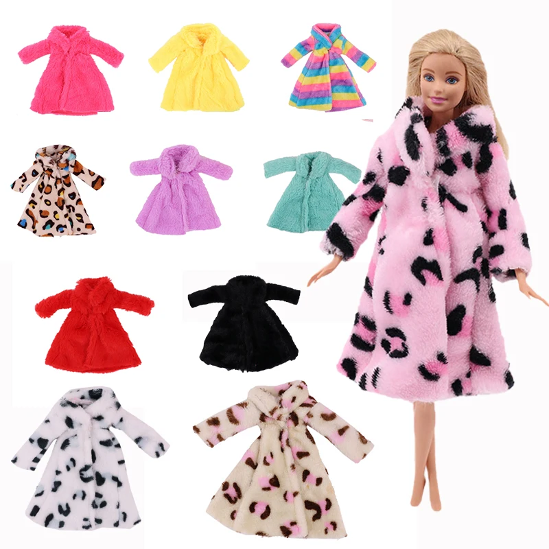 

11 Style Multicolor Long Sleeve Soft Fur Coat Tops Dress Winter Warm Casual Wear Accessories Clothes for Barbie Doll Kids Toy
