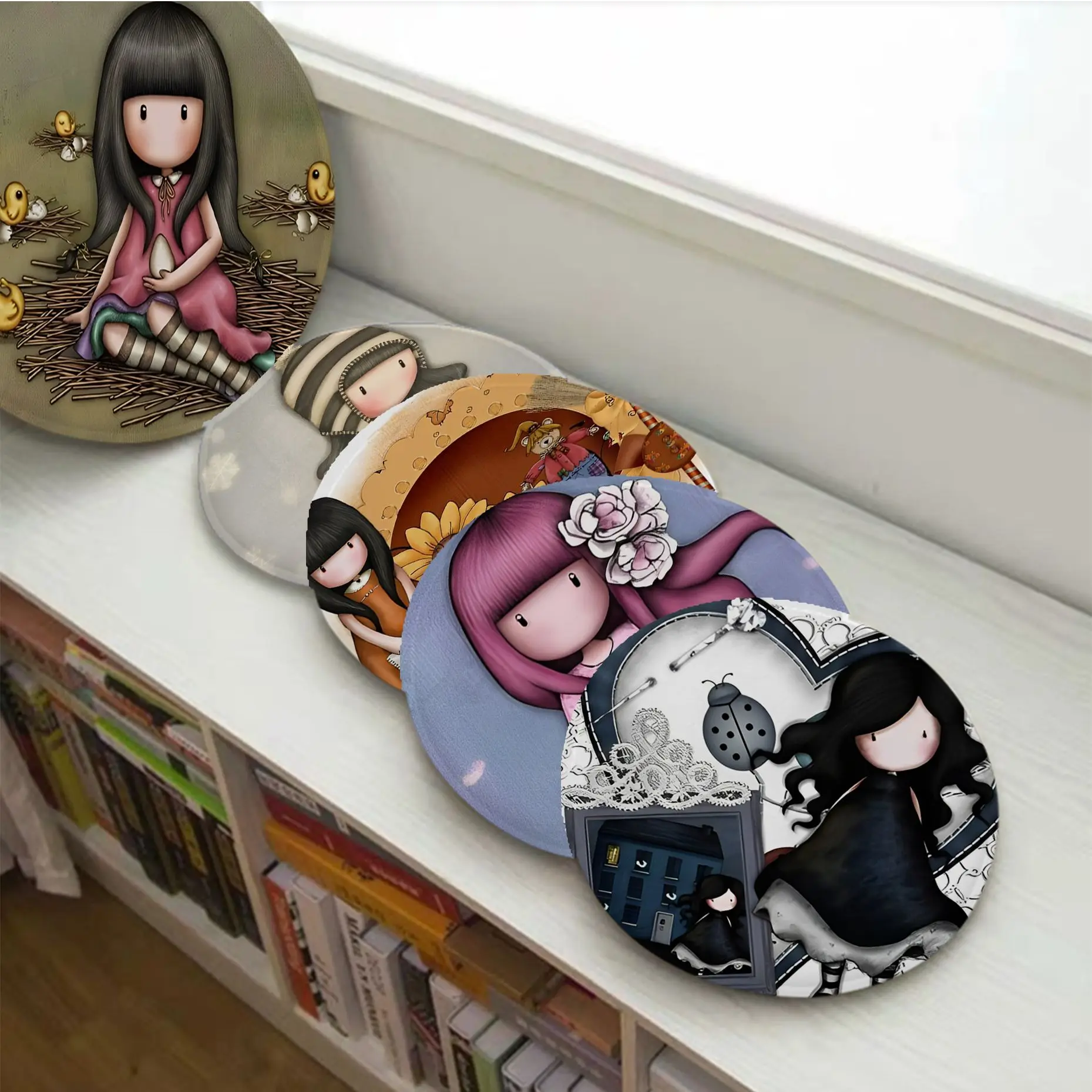 

Santoro-Gorjuss Cute Cartoon Girl Tie Rope Seat Cushion Office Dining Stool Pad Sponge Sofa Mat Non-Slip Seat Mat