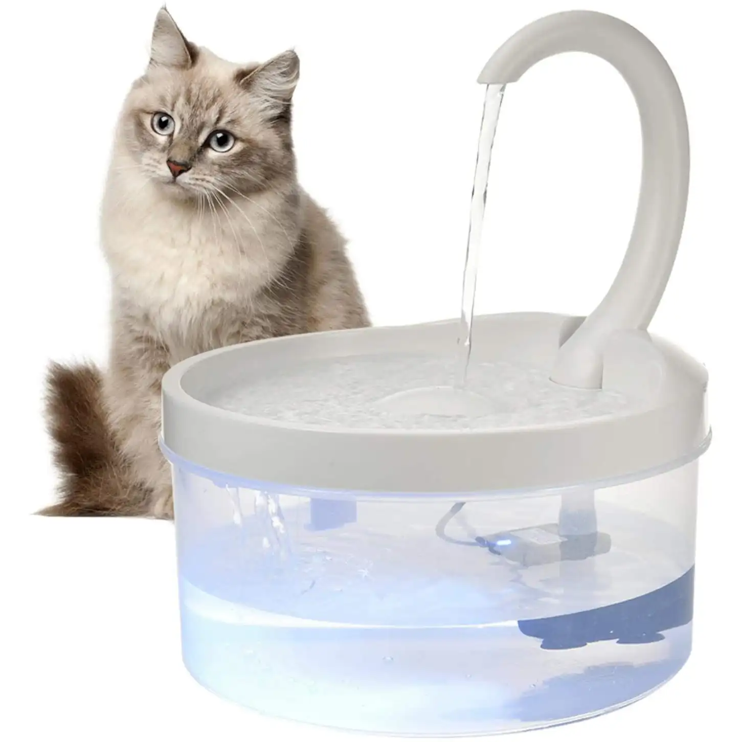 

Fountain, 67oz/2L LED Automatic Cat Water Fountain Dog Water Dispenser with 3 Layer Filtration Filters, Indoor Quiet Cat Drinkin