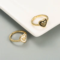 fashion gold color metal heart dripping oil open ring punk vintage geometric adjustable ring for women party jewelry