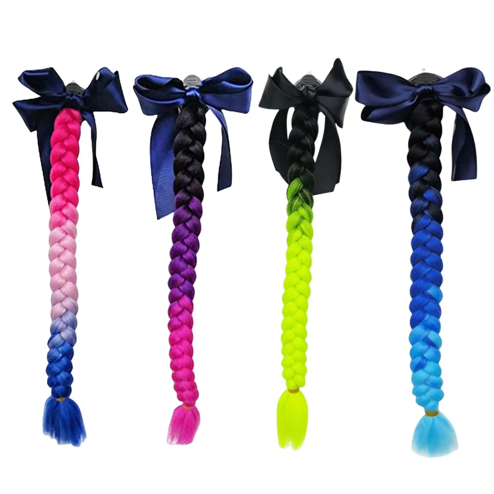 

Helmet Pigtails with Bow Knot Reusable Decoration 23.6inch for Bicycle
