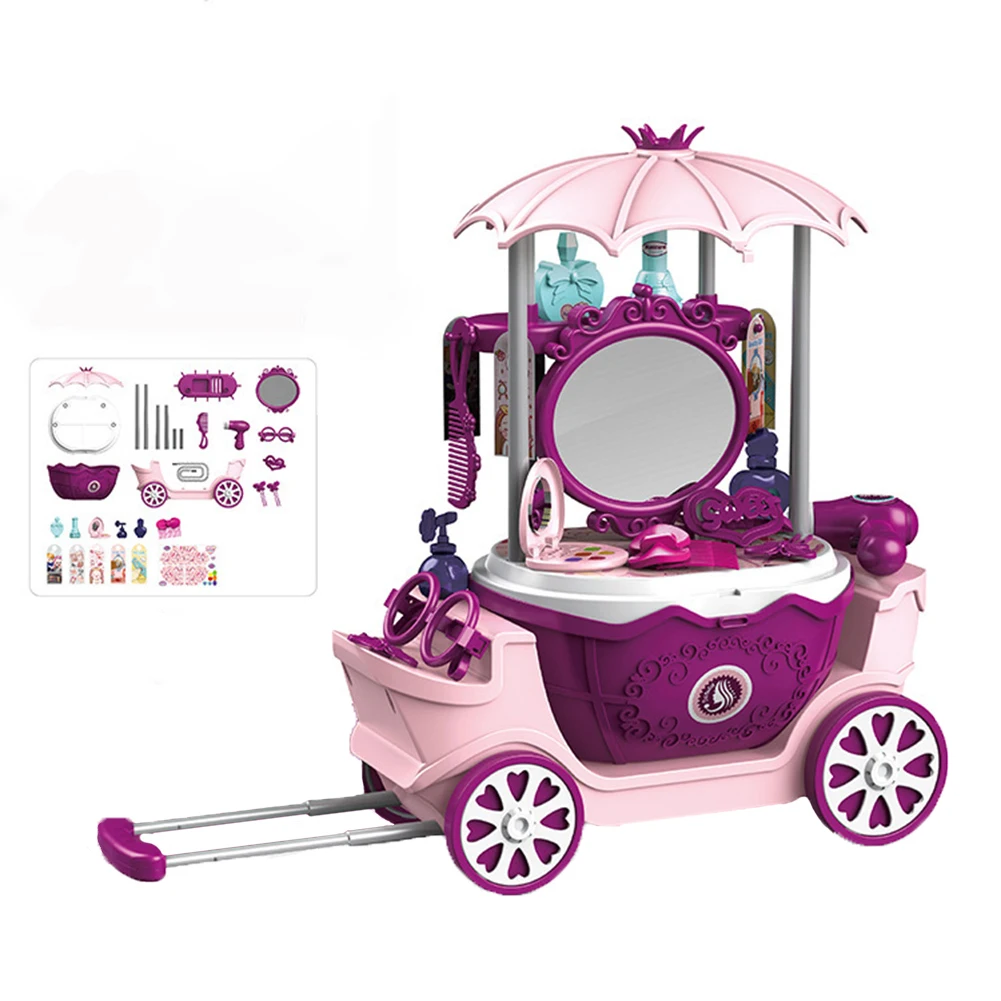 

Colorful Deformation Princess Makeup Car Toy with Cosmetics Mirror Educational Pretend Play Toys Birthday Gifts for Children