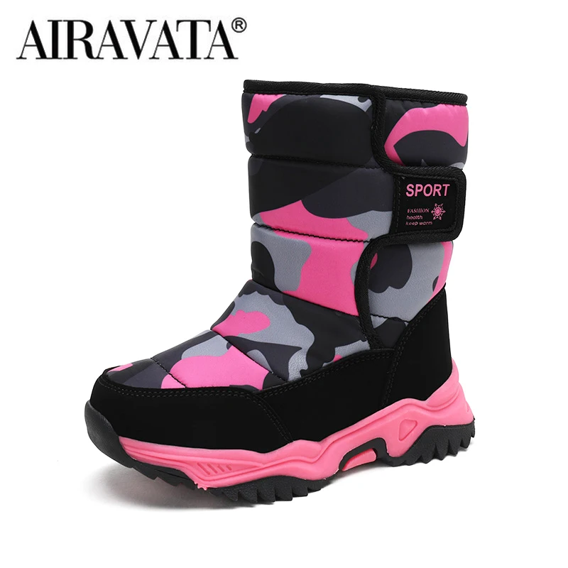 Children Winter Boots Camouflage Plush Warm Kids' Sneakers Antiskidding Thick Outdoor Kids Shoes Botas Para Ninos