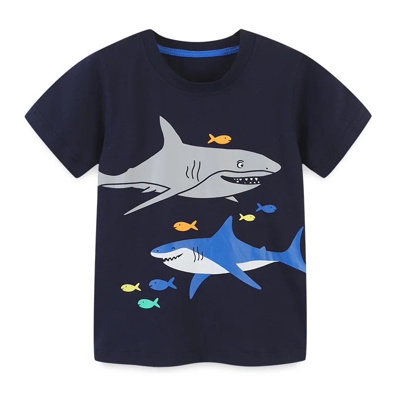 

Summer Boy T-shirt Children Short Sleeve T Shirt Knitted Cotton Kids Round Neck Cartoon Tops Tees