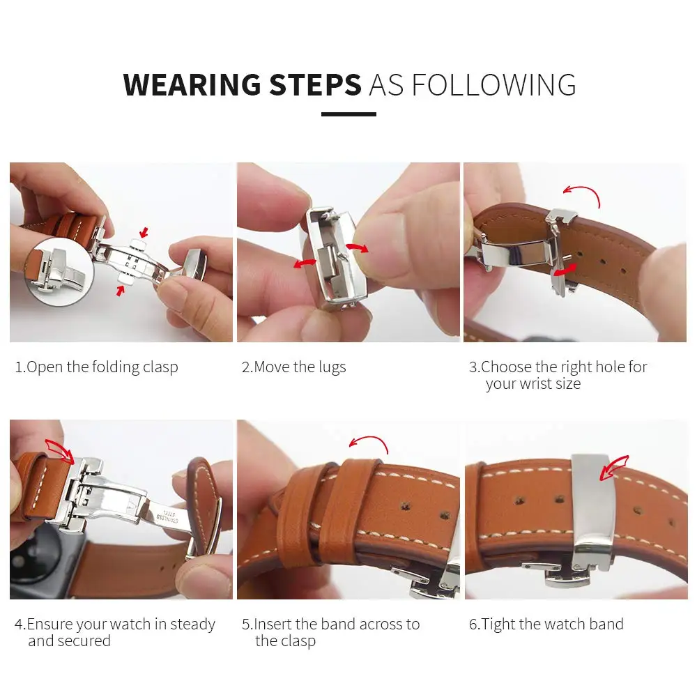 Leather Strap for Apple Watch 49mm 45mm 41mm 44mm 42mm 40mm 38mm Metal Buckle Bracelet Strap for iWatch Ultra 8 7 6 5 4 SE Band