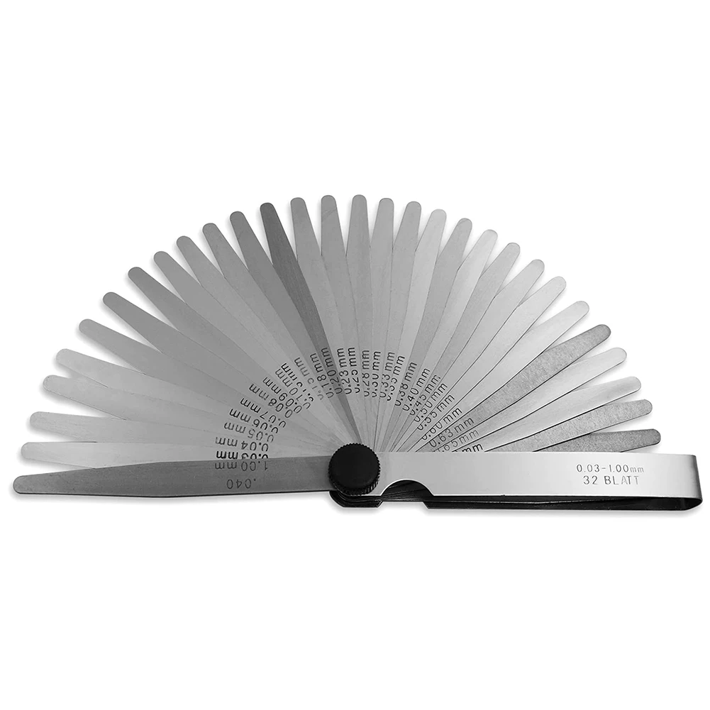 

32pc Feeler Gauge Stainless Steel Measuring Tool Set 0.001-0.04\" 0.03-1.00mm Feeler Gauge Stainless Steel