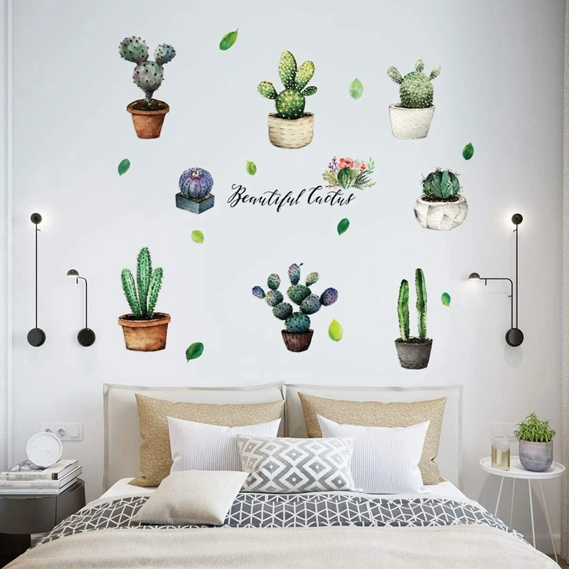 Декоративные настенные Стикеры с кактусами креативные наклейки на стену для