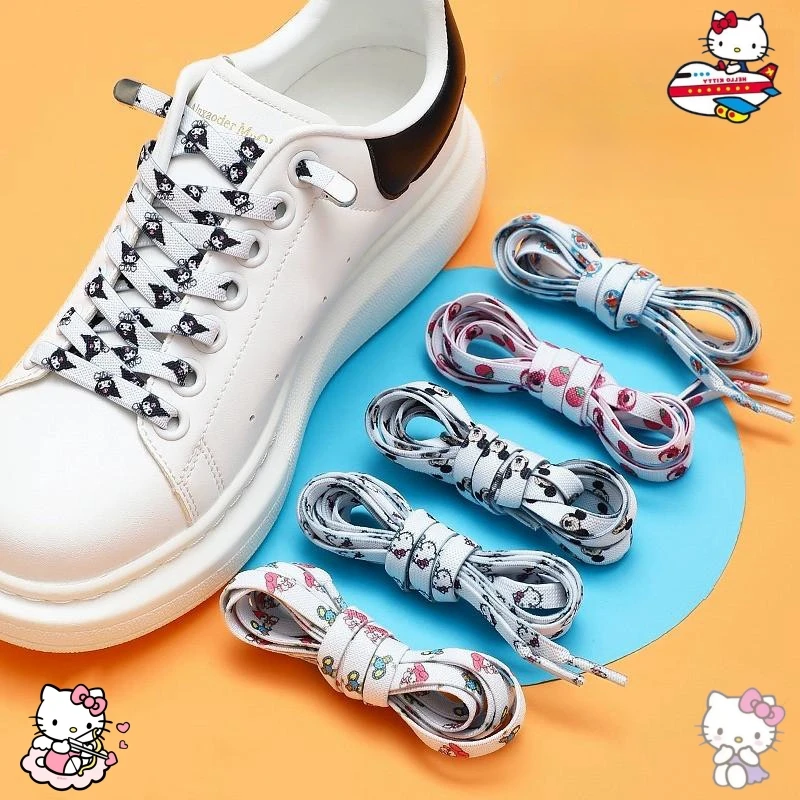 

Шнурки Hello Kitty Kuromi для рисования аниме, эластичные шнурки с мультяшным рисунком, милые модные шнурки для ремня, фиксирующие пряжки, подарки