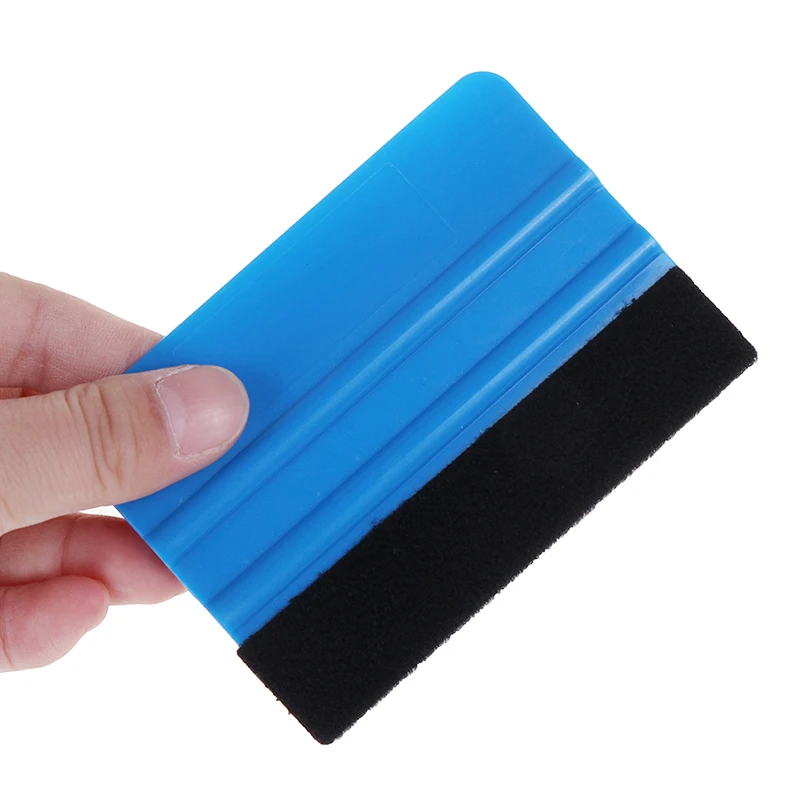 

1pc Auto Styling Vinyl Carbon Fiber Window Ice Remover Cleaning Wash Car Scraper With Felt Squeegee Tool Film Wrapping 10x7cm