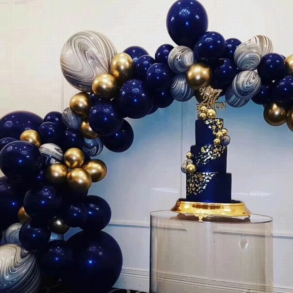 

104pcs Navy Blue Gold White Balloon Garland Arch Kit Confetti Ballons For Wedding Birthday Party Balloons Decorations