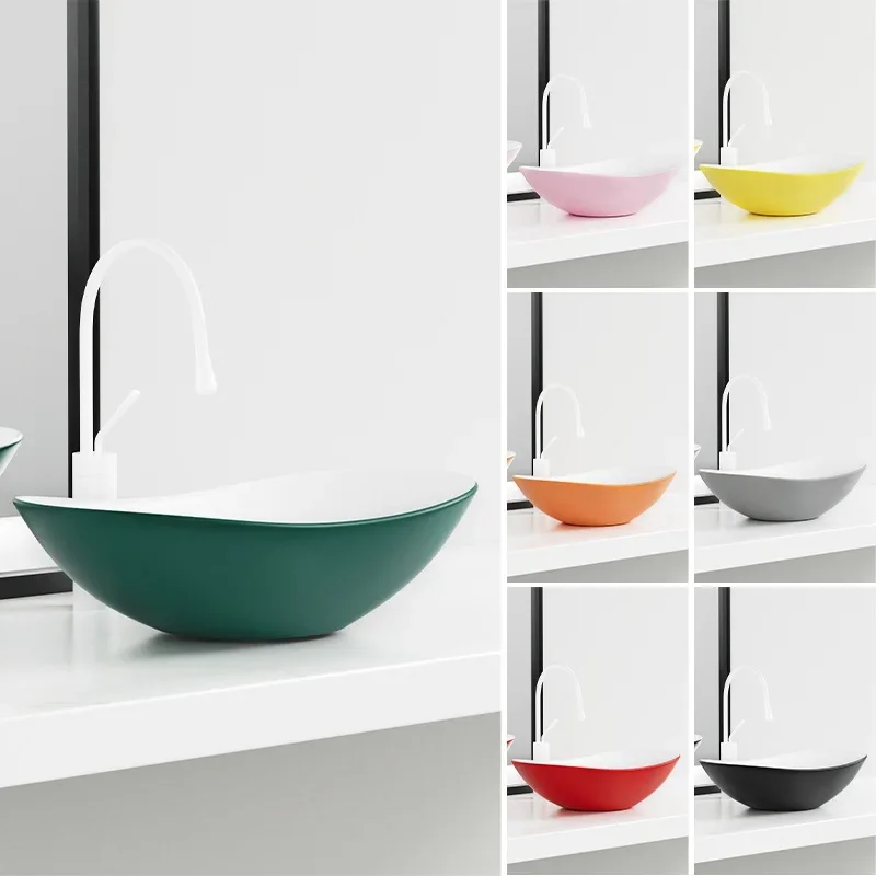 

Small Size Ceramic Table Basin Ingot Green Balcony Wash Basin Art Basin Mini Bathroom Washbasin Basin