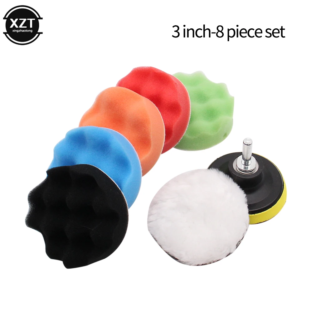 8 Pcs Set 3 inch Car Polishing Pad Sponge Buffing Waxing Cle