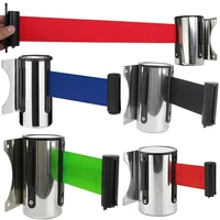 retractable ribbon barrier crowd control outdoor stainless steel wall mount red belt sport stanchion queue 2m3m5m