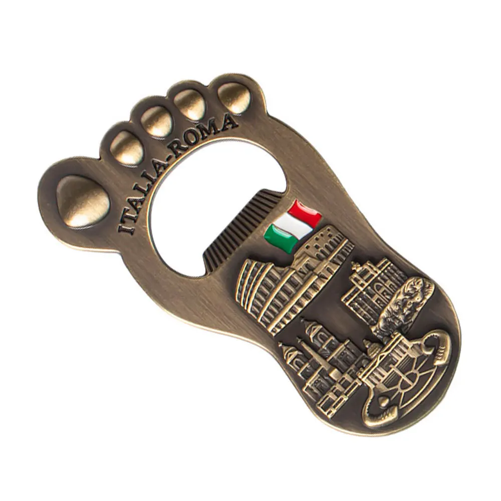 

1pc Italia-Roma Vintage Beer Bottle Opener Feet Design Brass Zinc Alloy Retro Italian Buildings Souvenirs Bottle Opener
