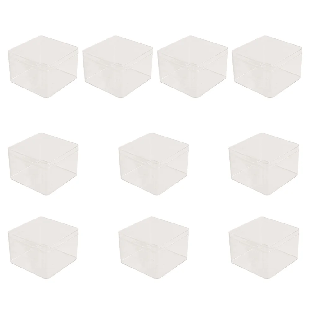 

10 Pcs MINI Cake Box Clear Container Lid Plastic Loaf Container Plastic Bakery Box Square Containers Lids Parfait Clear Cake Box