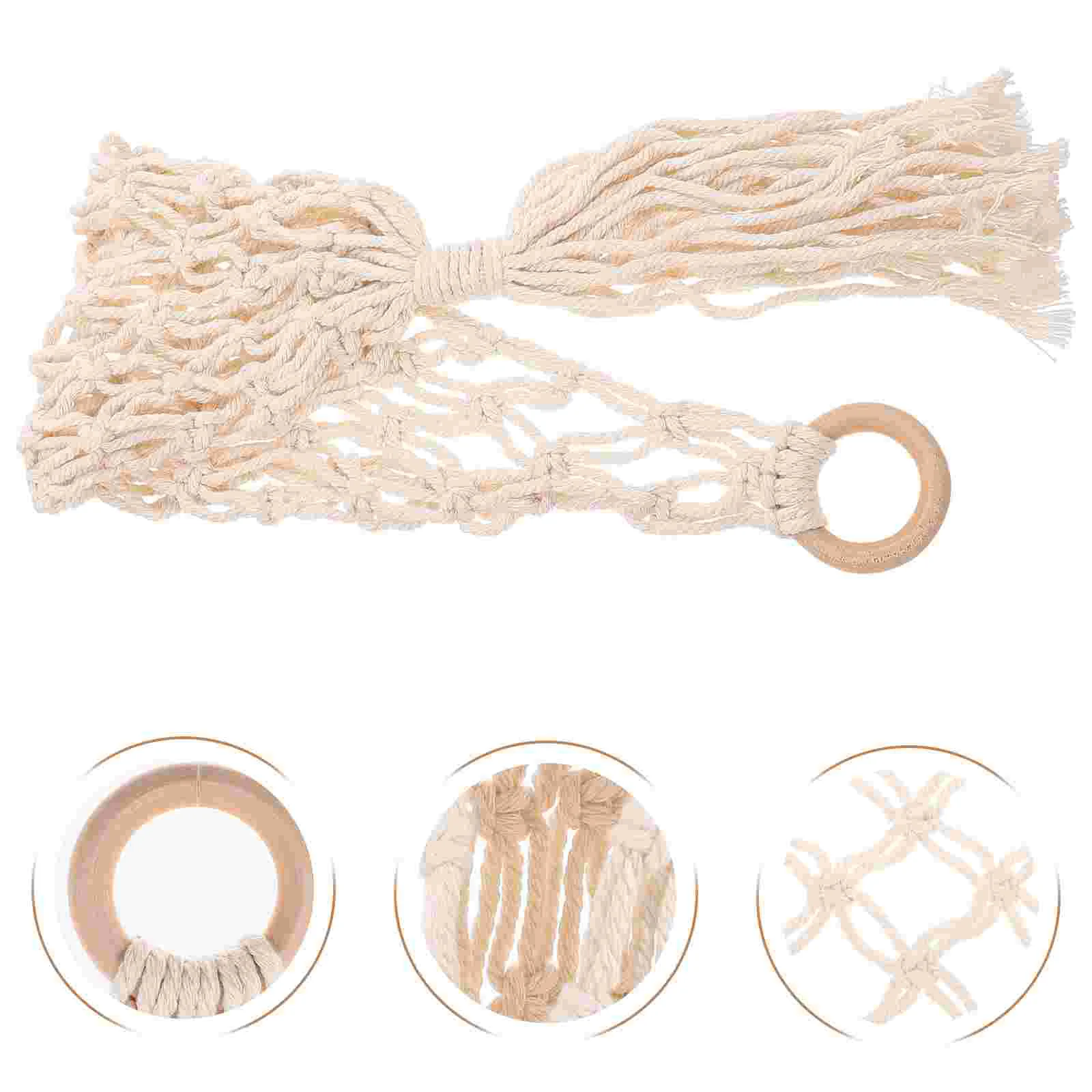 

Cotton Rope Hanging Basket Fruit Storage Fruiting Household Furnishing Pendant Wood Woven