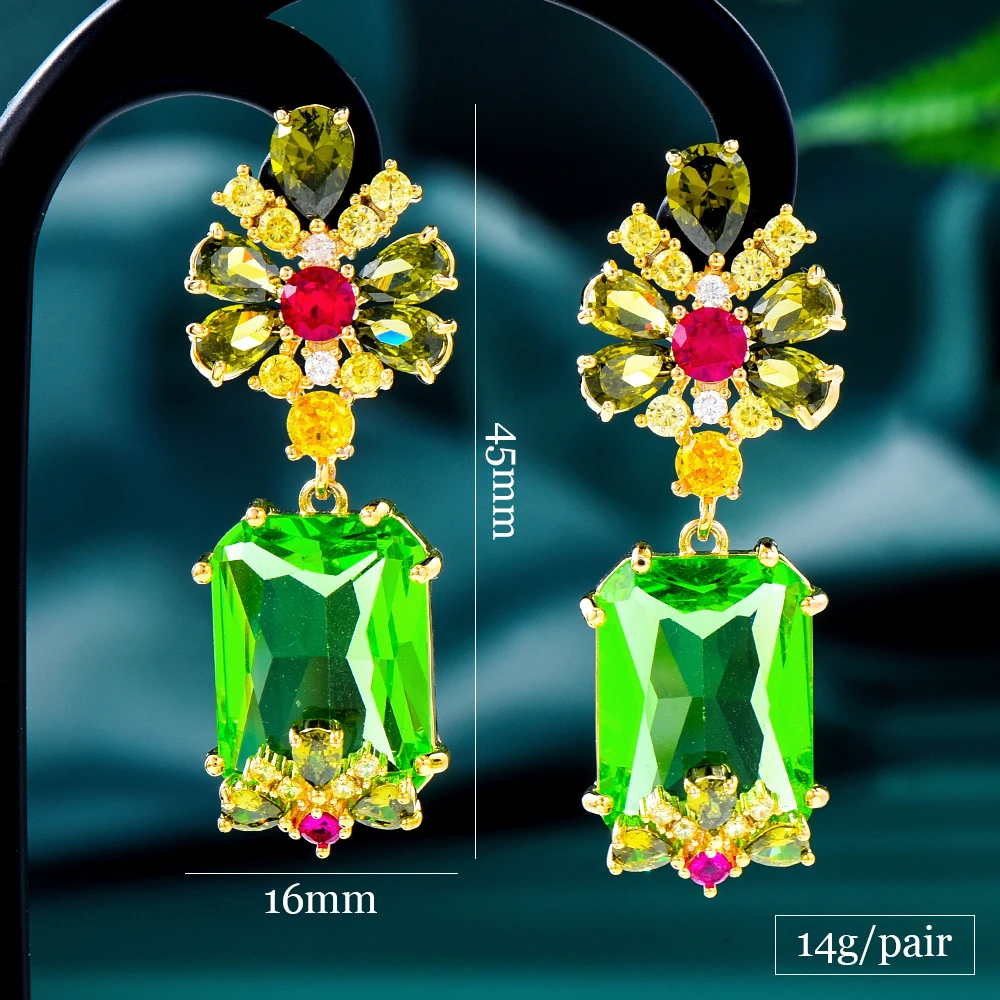 Kellybola New Original Colorful Candy CZ Earrings for Women Wedding Holiday Party Occasion Shiny Luxury Jewelry High Quality
