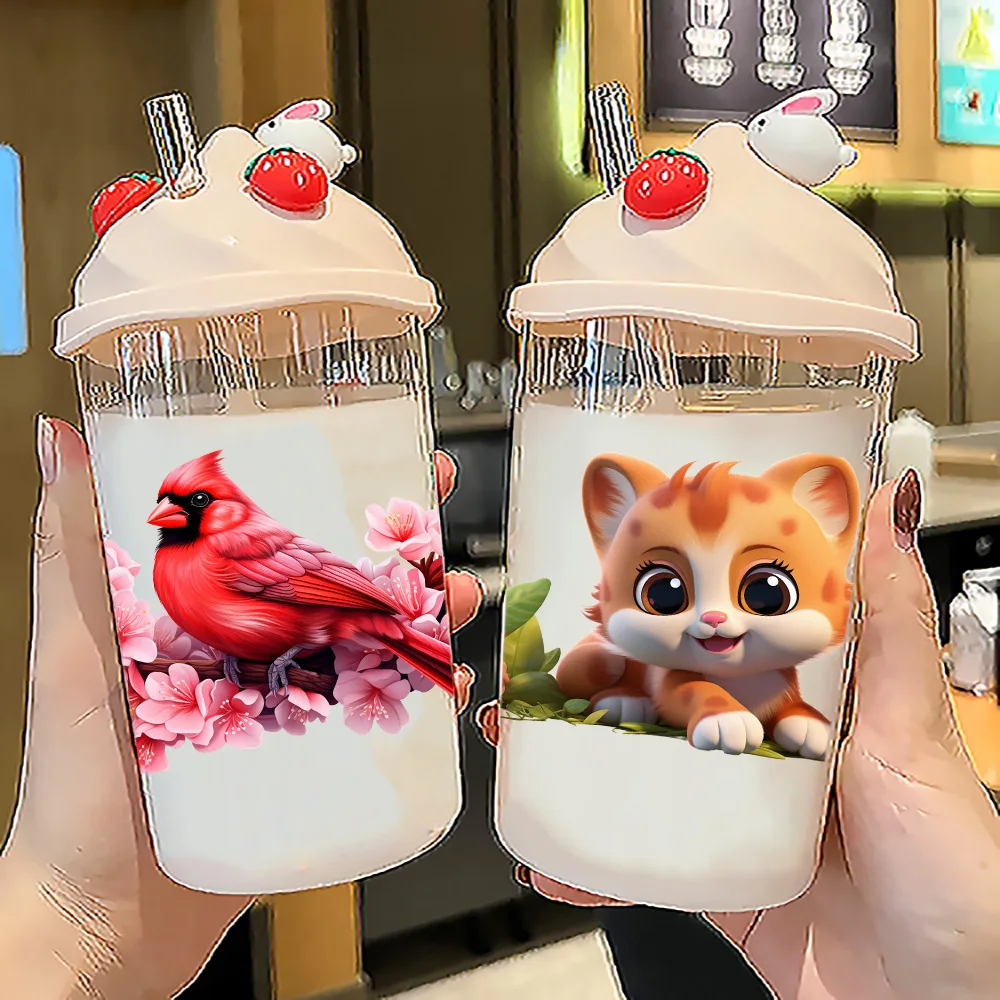 Colorful animals peel waterproof DIY Decals 3D transfers uvdtf crystal stickers 16oz uv dtf cup wraps for Libbey Glasses