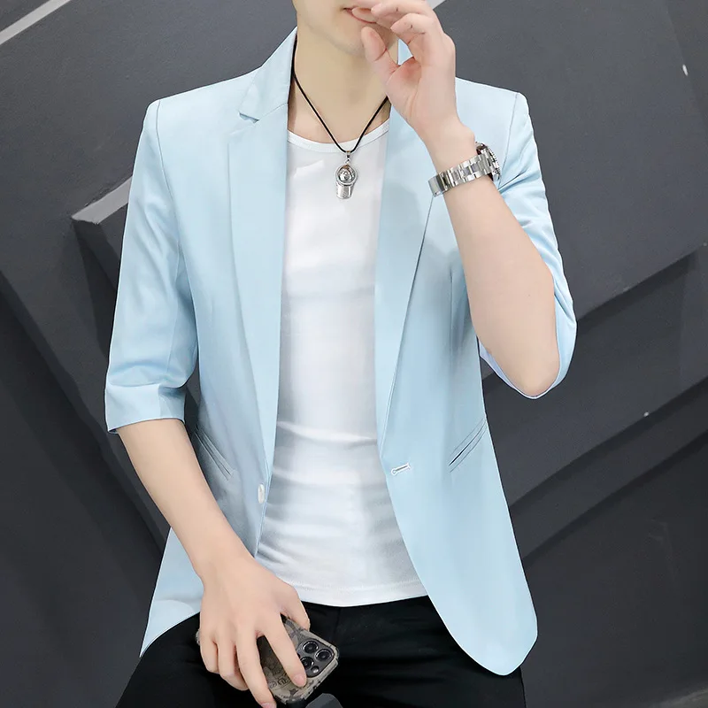 5906-R-Japanese port wind Harajuku casual Customized suit men summer Europe and America skateboard street trend short sleeve