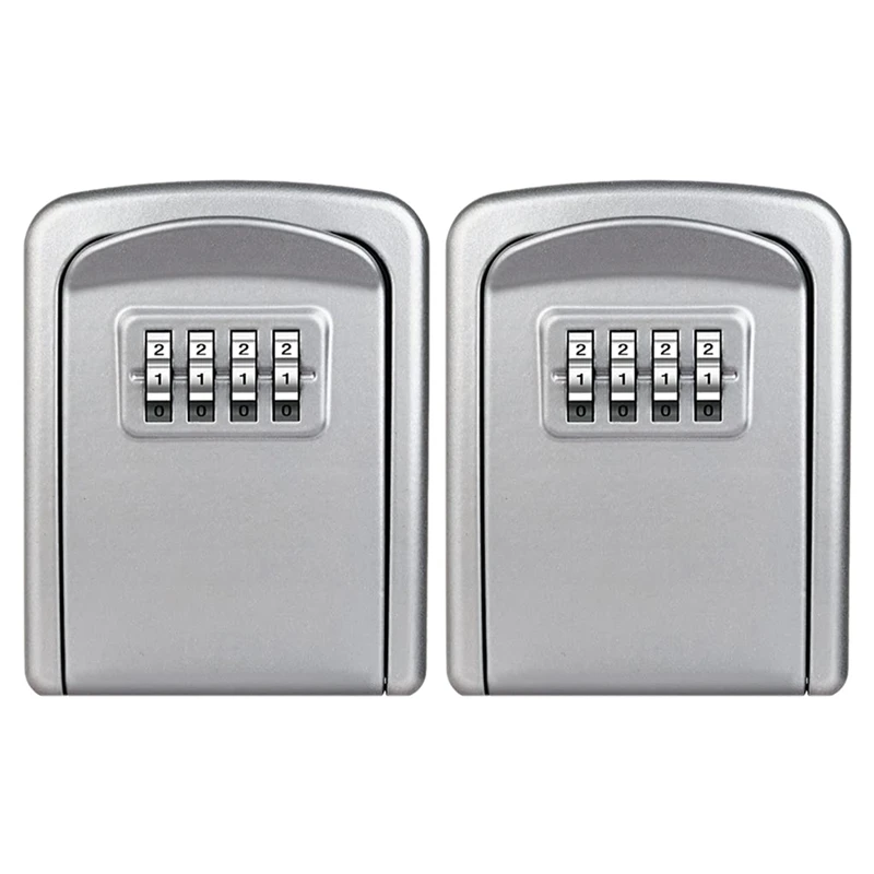 

2X Key Lock Box Wall Mounted 4 Digit Combination Lock Box For House Key Weatherproof Security Key Storage Lock Box