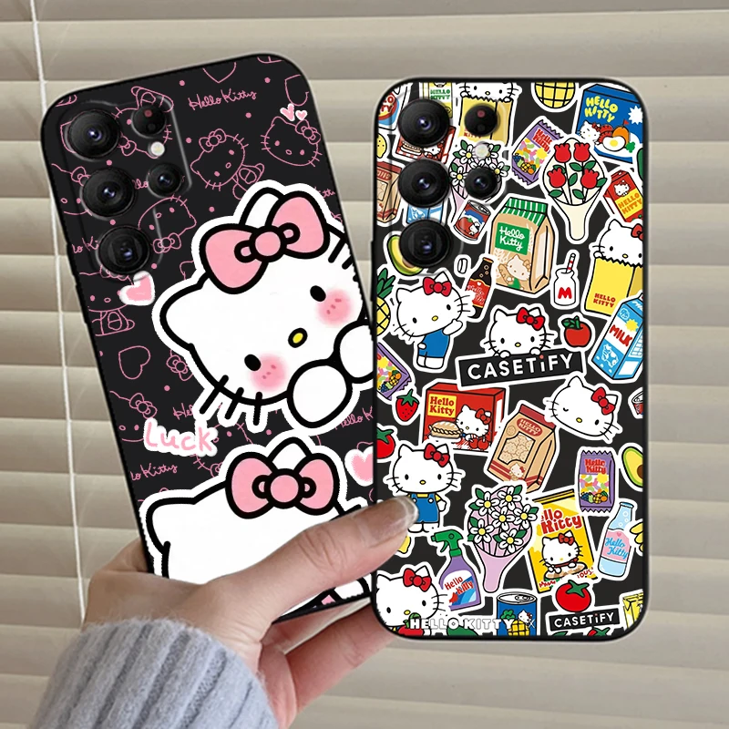 Чехол Hello Kitty Kuromi Melody для Samsung Galaxy S24 S23 S22 S21 S20 FE S10 S10E Plus Ultra Pro Lite 5G черный чехол