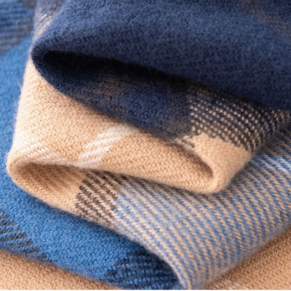 Элегантный красный клетчатый шарф зеленые кашемировые зимние шарфы теплые в