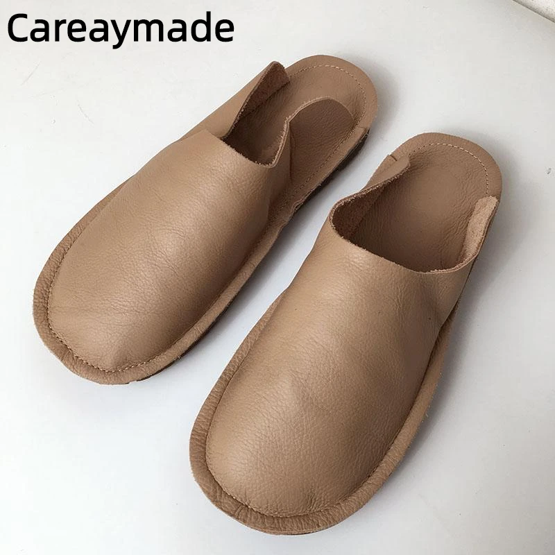 Фото Careaymade-летние женские тапочки из натуральной кожи, нескользящие сандалии с мягким носком, удобная обувь против запаха и пота №1