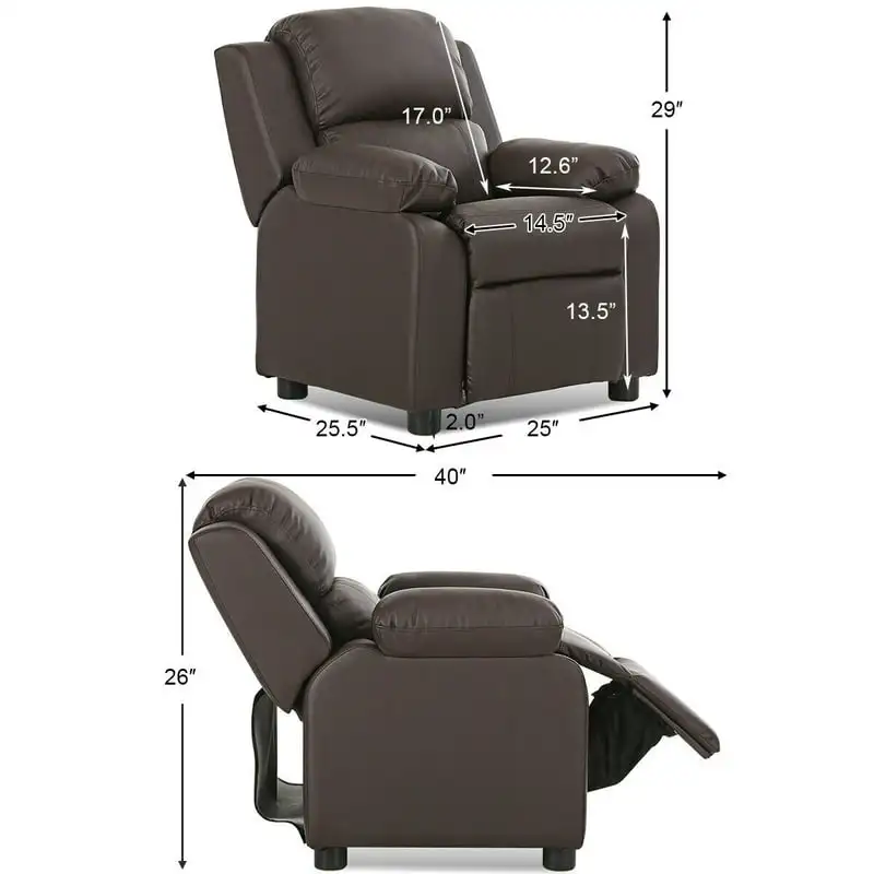 

Kids Sofa Armchair Recliner Headrest Children w/ Storage Arm Brown Floor cushion Pouf ottoman Fur bag Inflatable sofa Loveseat s