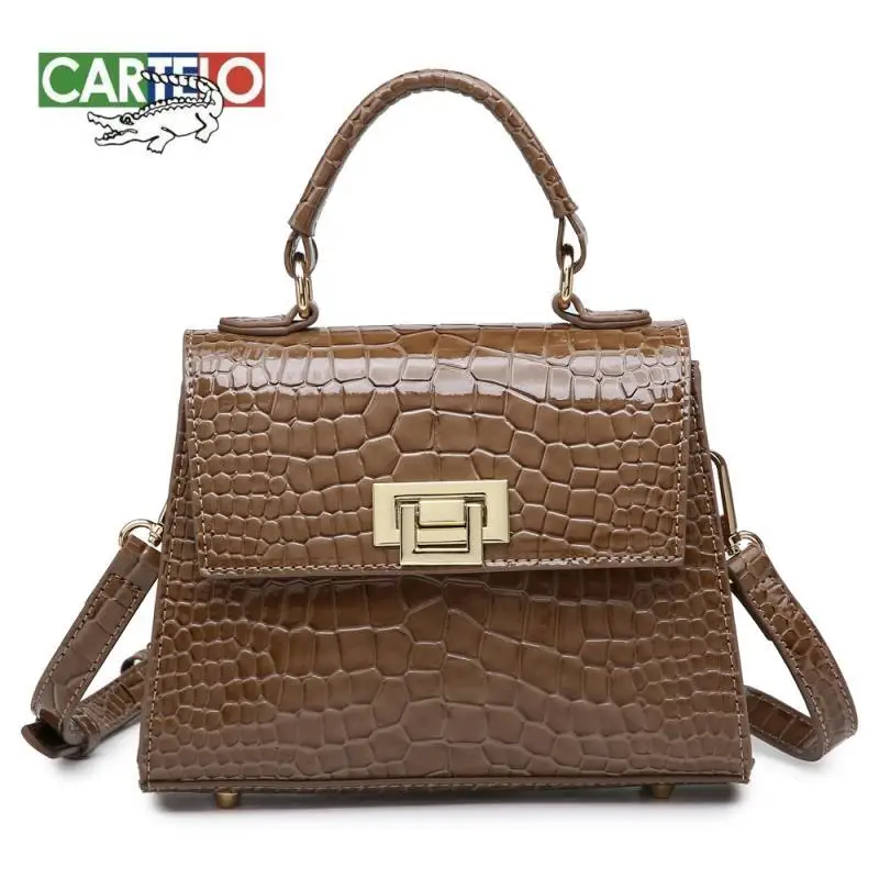 

Роскошная сумка CARTELO из крокодиловой кожи, женская сумка с длинным регулируемым плечевым ремнем из искусственной кожи, новый элегантный мал...