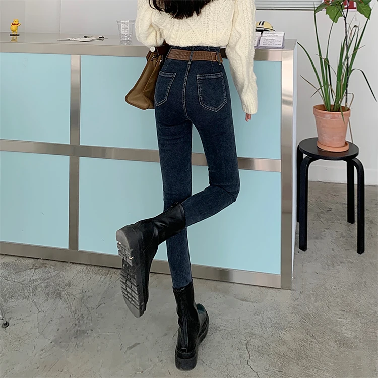 N2553  New high-waist stretch slim pants fashion pencil trousers jeans