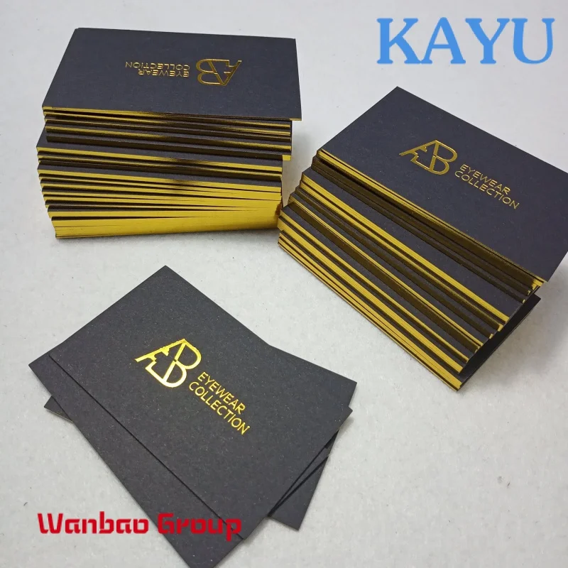 

Custom luxury black gold foil recycled business card printing with golden border / edge
