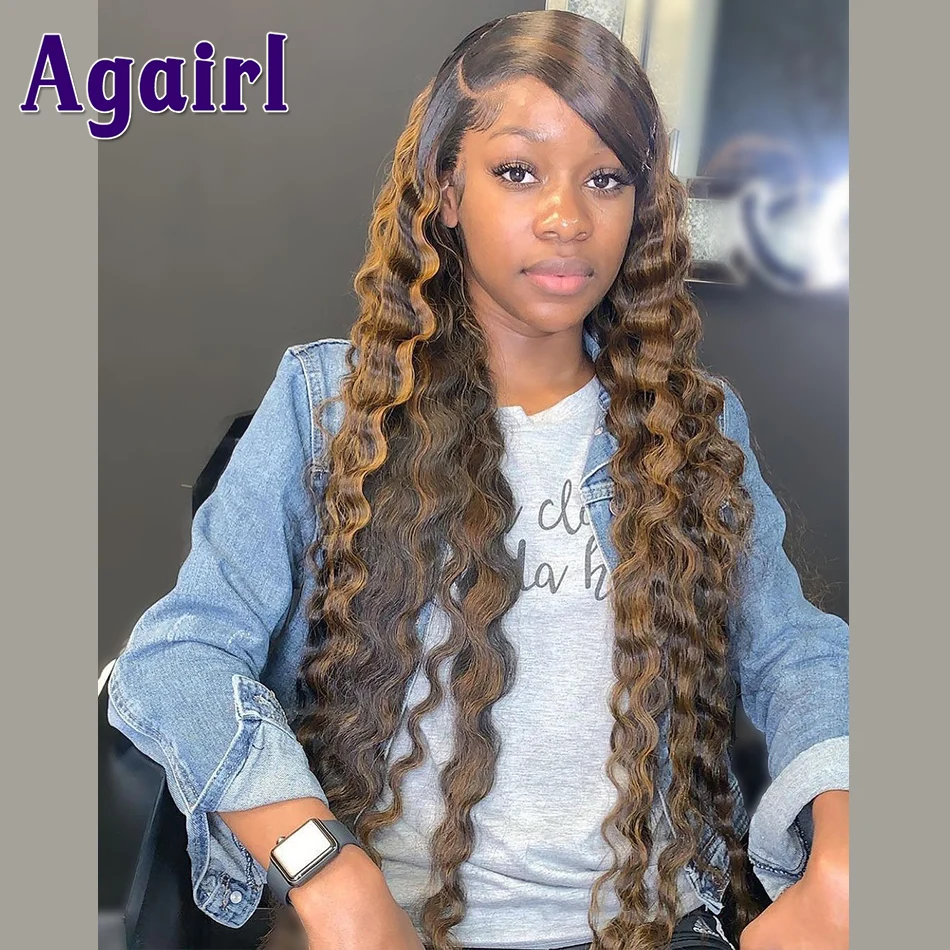 30 32 Inch Highlight 30 Lace Frontal Wig Deep Curly Human Hair Wigs Colored 13x6 Deep Wave 5X5 Lace Closure Wigs For Black Women