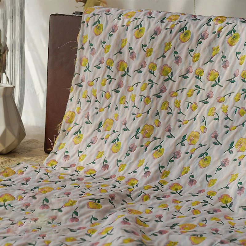 Тисненые маленькие цветы, окрашенная в пряжку жаккардовая ткань, Женская юбка-пачка, сумка для платья, ткань для шитья «сделай сам» 50 см x 130 см