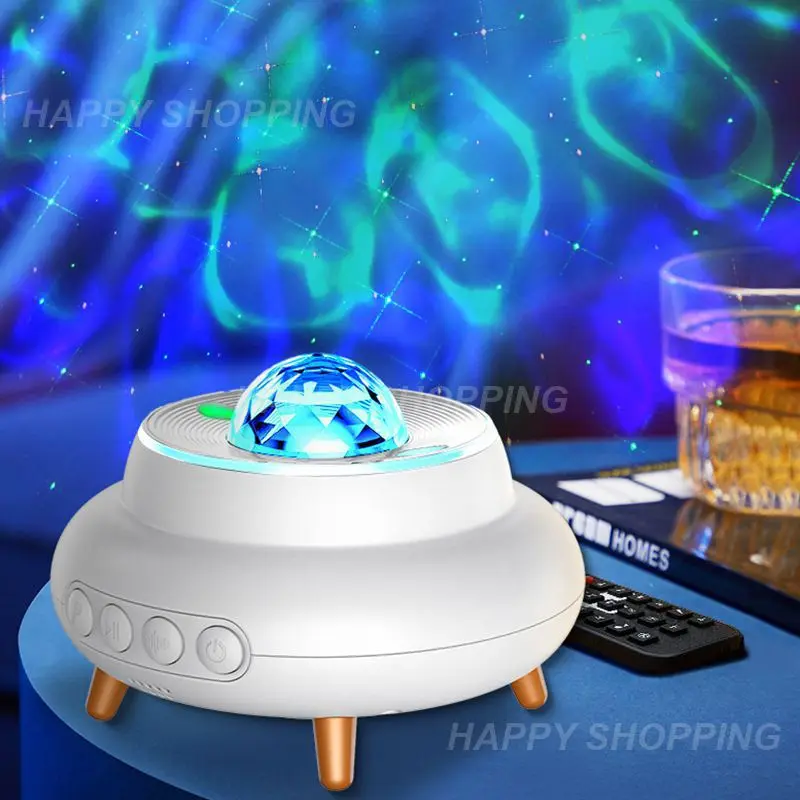 

LED Starry Sky Galaxy Projector Night Light Xmas Elk Water Wave Projection Lamp Atmosphere Night Lamps Music Player Navidad Noel