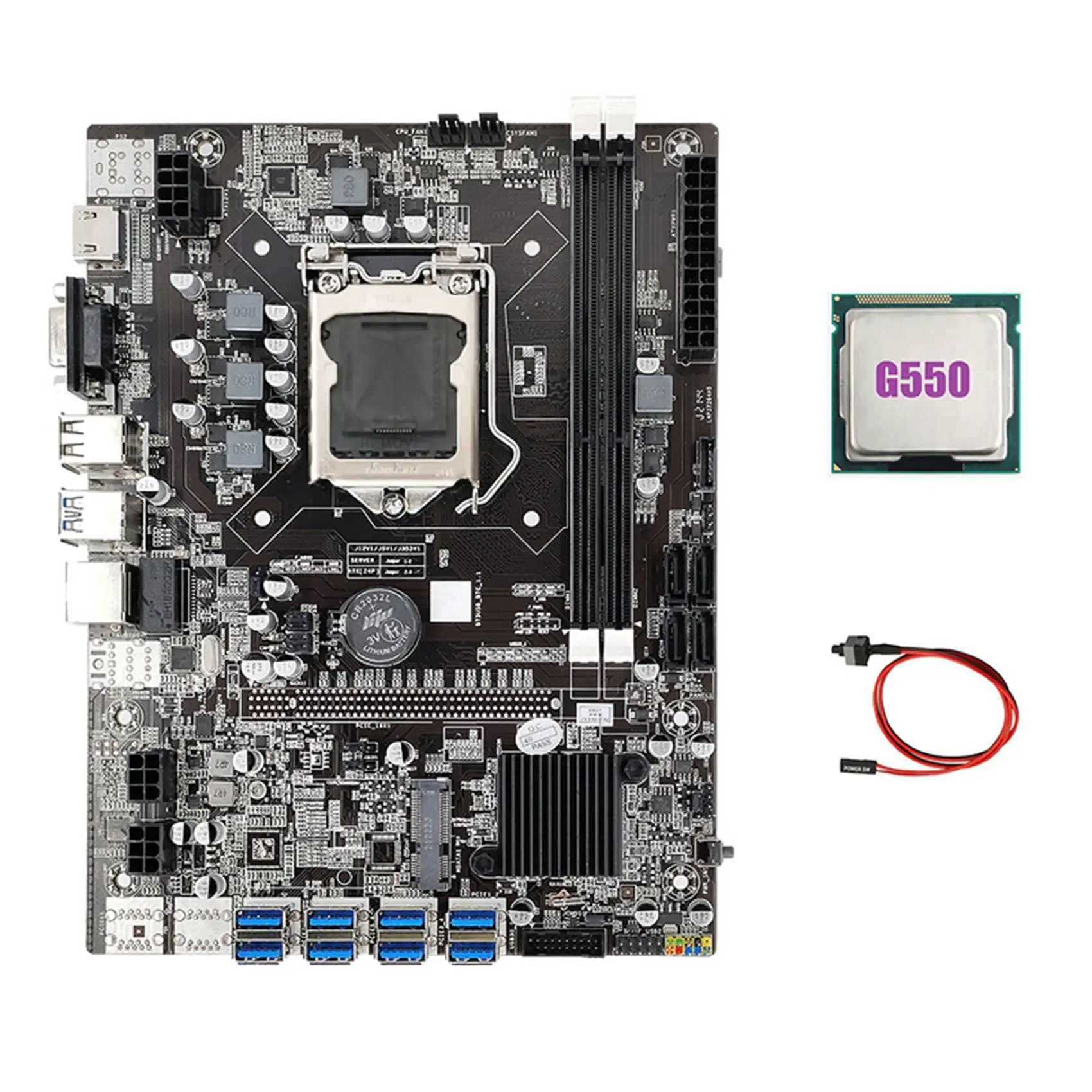 

B75 USB ETH Mining Motherboard 8XPCIE USB Adapter+G550 CPU+Switch Cable LGA1155 DDR3 MSATA B75 USB Miner Motherboard