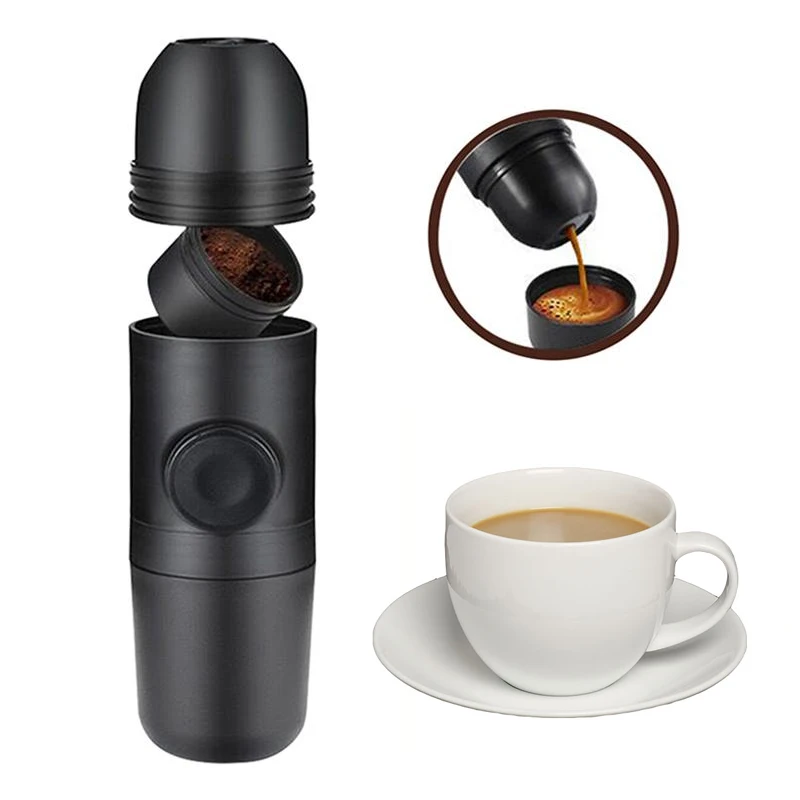 

Портативная Кофеварка ручной прессовки, кофемашина для эспрессо из нержавеющей стали, зеркальная кофейная кружка, уличная посуда для кофе