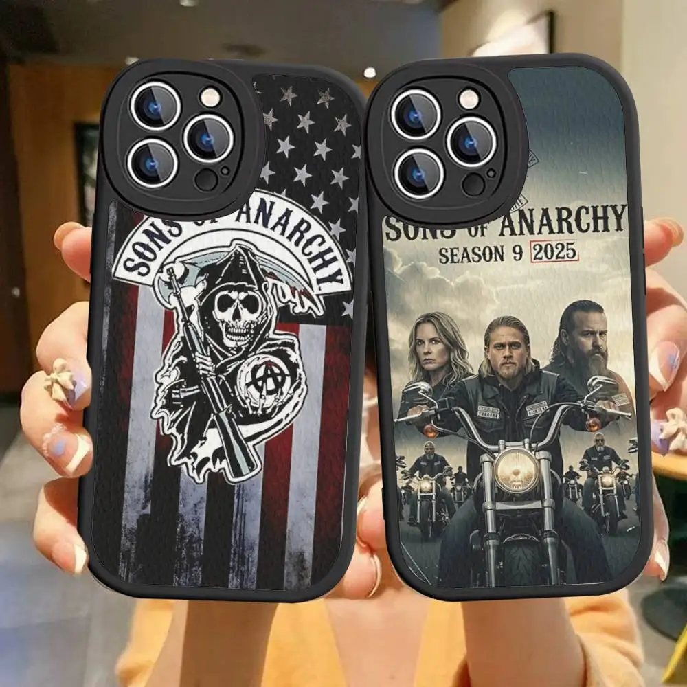 Кожаный чехол для телефона с дизайном по мотивам сериала «Sons of Anarchy» для iPhone 16, 16e, 15, 14, 13, 12, 11 Pro Max, Plus, Mini (art.: 3920db9d5ae60) - 3920db9d5ae60