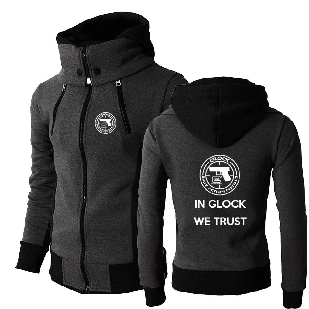 

2022 Glock Handgun USA Logo Mens Fashion Winter Leisure Print Zipper Long Sleeve Sports High Collar Hoodie Sweatshirts Coat