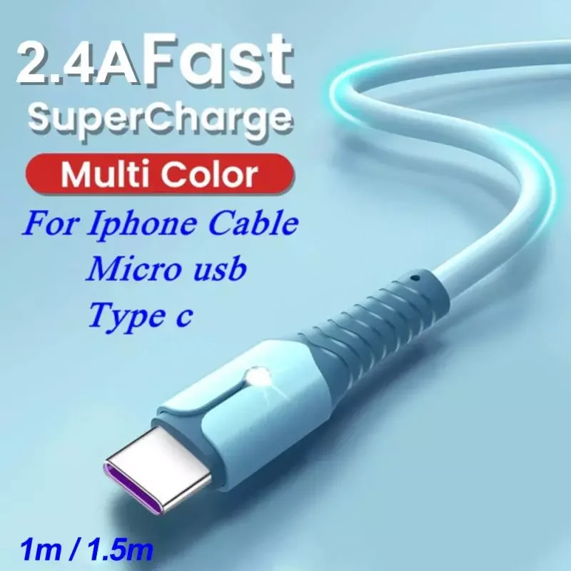 

Cable For Xiaomi POCO X3 M3 Samsung Huawei Quick Charge Silicone Data Cable Liquid Silicone Cable For TYPE-C 3A Fast Charger