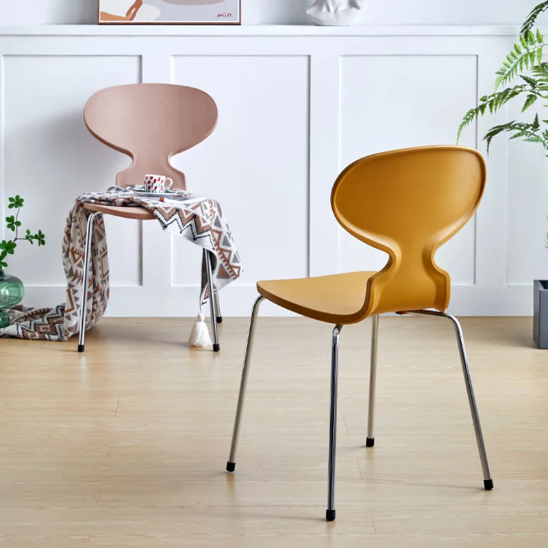 

Iron Dining Room Chairs Lounge Stackable Home Relaxing Plastic Dining Chairs Balcony Sillas De Cocina Kitchen Furniture CC50CY