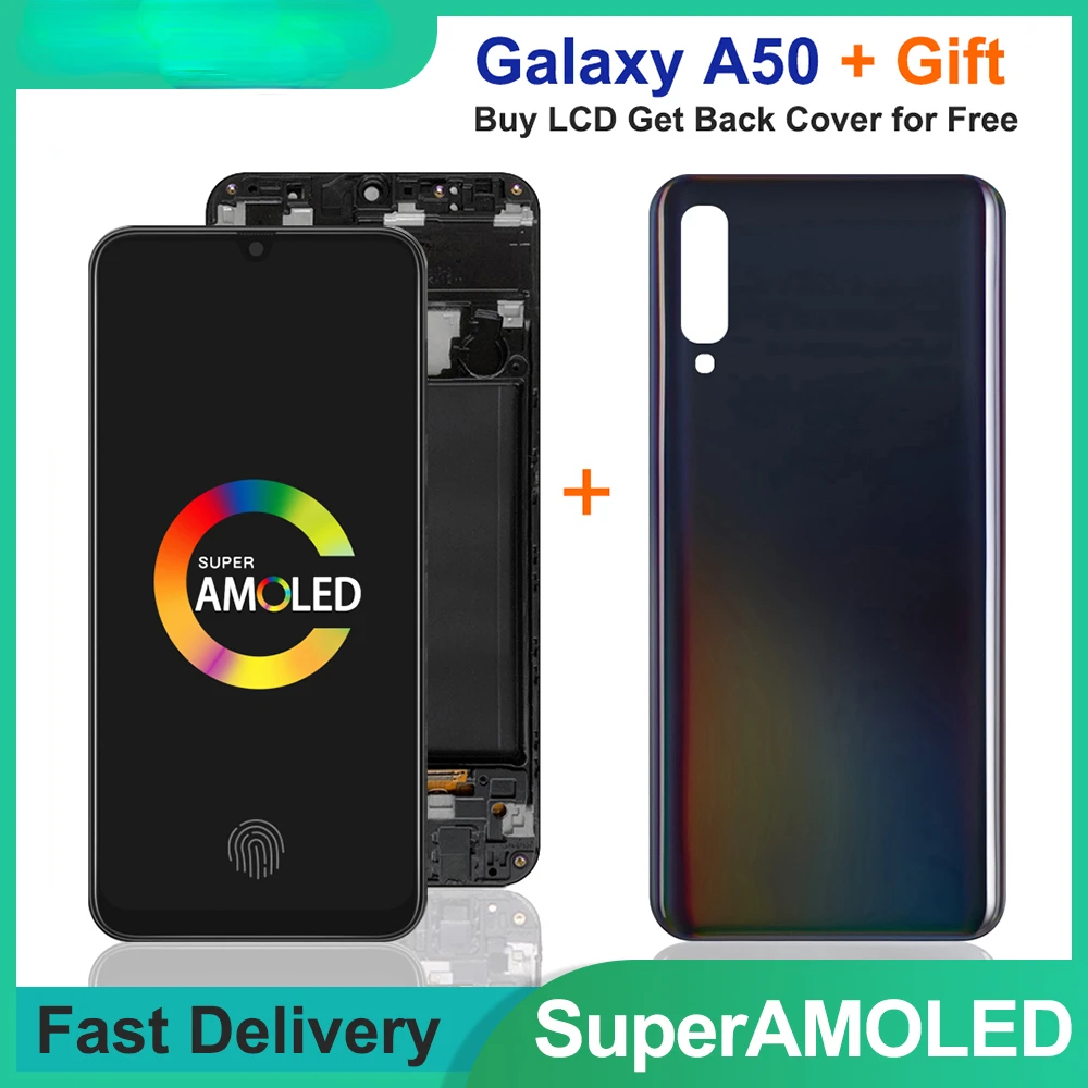 

6,4 ''Super AMOLED для Galaxy A50 SM-A505FN/DS A505, ЖК-дисплей, сенсорный экран, дигитайзер с рамкой для Samsung A50 LCD