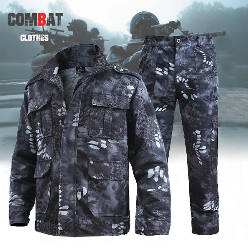 Men's Camouflage Tactical Suit Python Pattern Army Uniform Male Hunting Shirts Pants Paintball Sets Men Breathable Cargo Suits