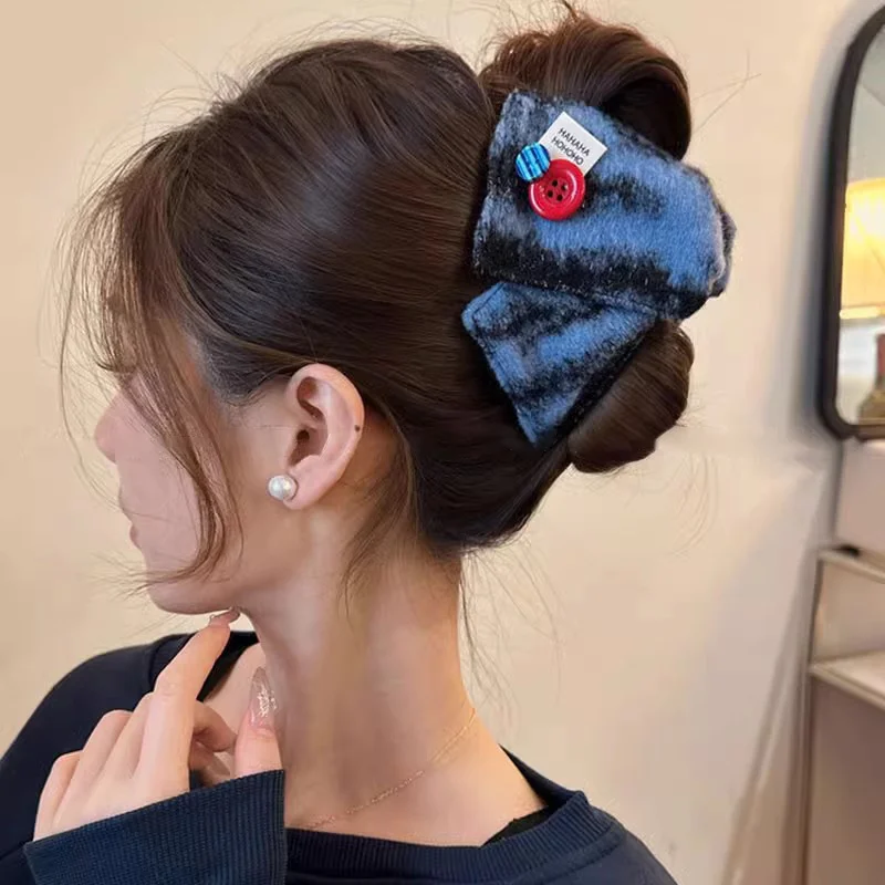 Винтажная шерстяная заколка в виде акулы для волос с большой пластиной на