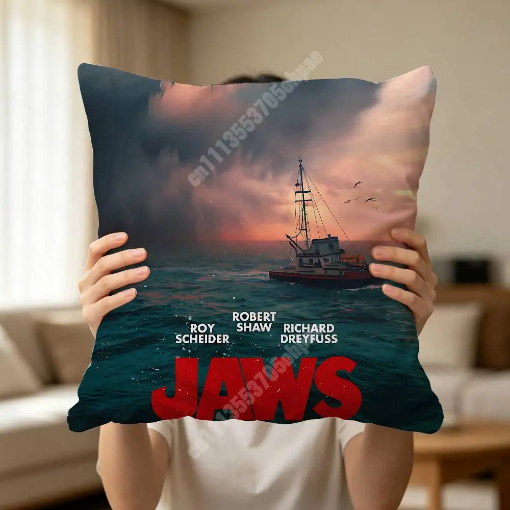 Фото Чехол для подушки J-JAWS 1975 Steven Movie Spielberg, декоративный чехол для дивана, кровати, автомобиля, гостиной, украшение для дома №3