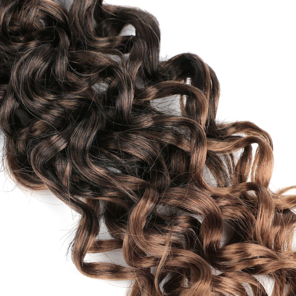 Фото GoGo Curl Вязание крючком Синтетические волосы Афро вьющиеся косички в коробке Волна воды Вязание крючком Косы для волос Глубокое вьющееся плетение №5